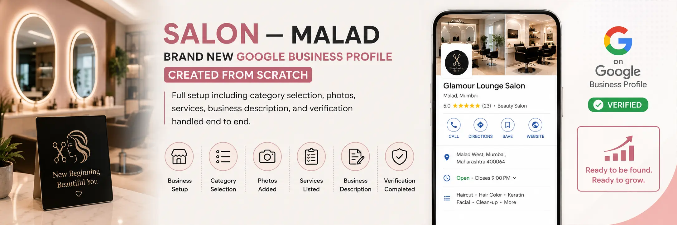 New Google Business Profile Setup for Salon Malad Mumbai by BC Designs — Live on Maps in 2 Days